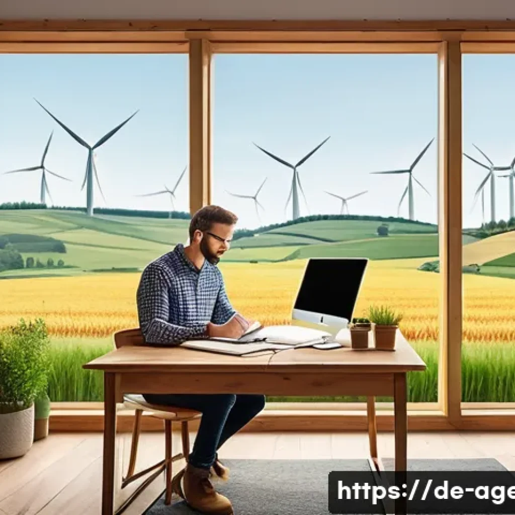 농업환경기술자 자격증 관련 추천 서적 - A detailed illustration of a German agricultural environmental technician studying in a cozy, modern...