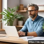 농업환경기술자 자격증 학습 방법 비교 - A professional adult agrarian environmental technician attending a modern online course at home, sit...